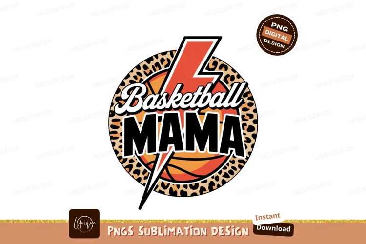 Basketball Mama Leopard Lightning Bolt image