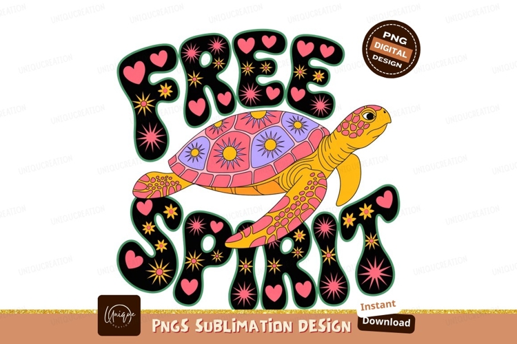 Psychedelic turtle free spirit hearts