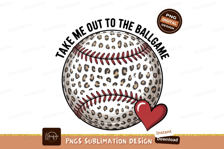 Leopard baseball heart white