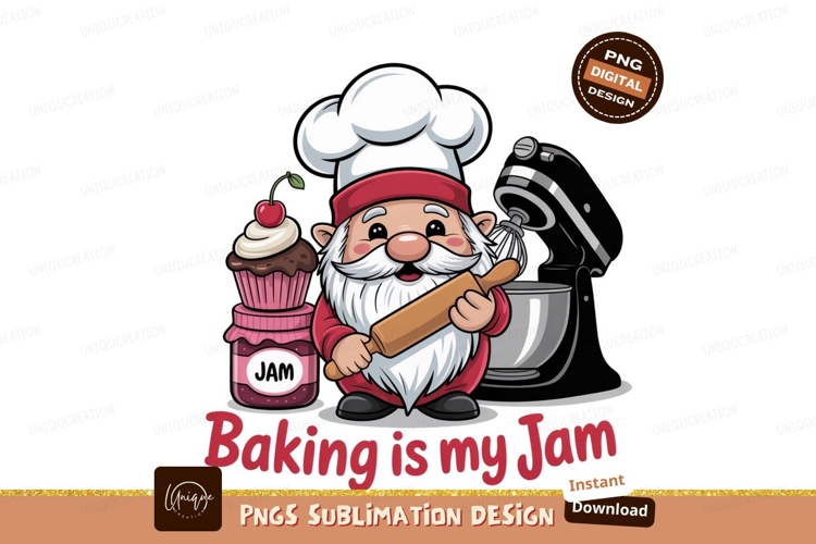Chef gnome with cupcake and mixer cherry