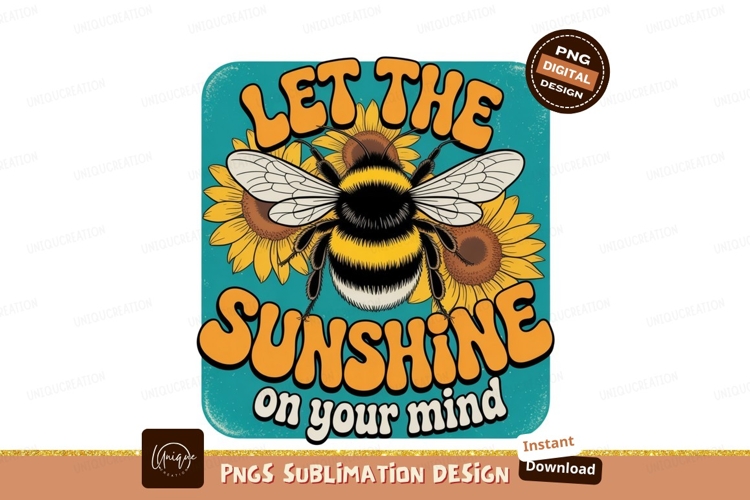 Bumblebee sunflowers retro quote image