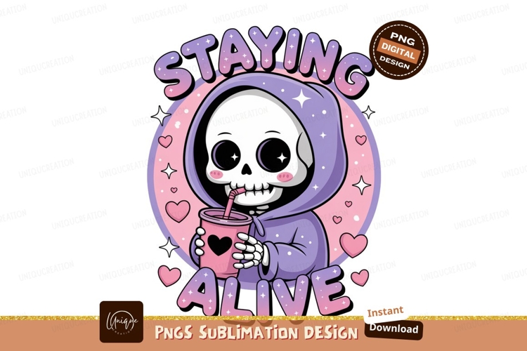 Cute skeleton drinking beverage kawaii