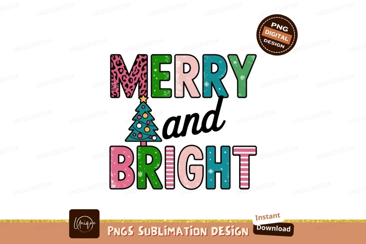Merry Bright Christmas Tree Design festive