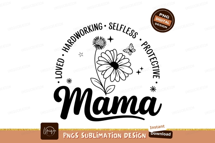 Mama Floral Black And White Graphic