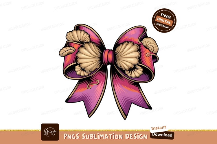 Ornate Ribbon Bow Illustration Sublimation Png