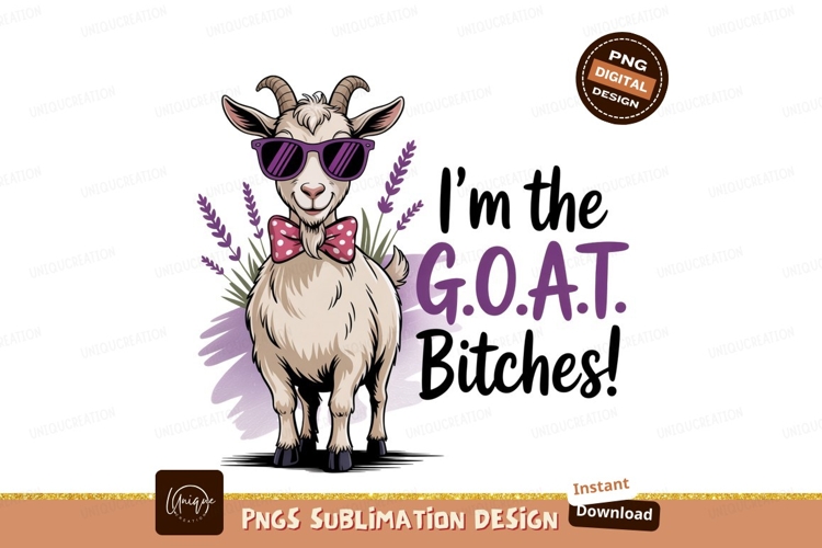 Cool goat wearing sunglasses and bow tie lavender