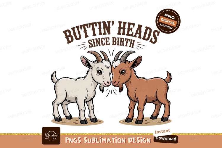 Two goats facing each other white brown example image 1