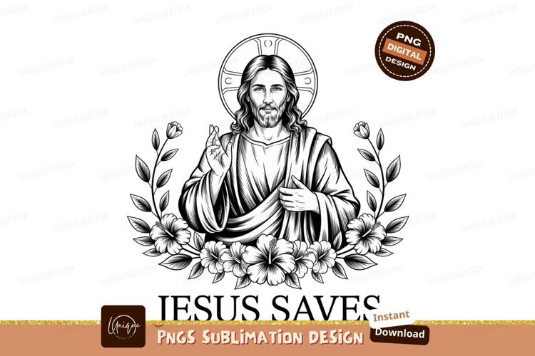 Jesus Christ blessing flowers halo image