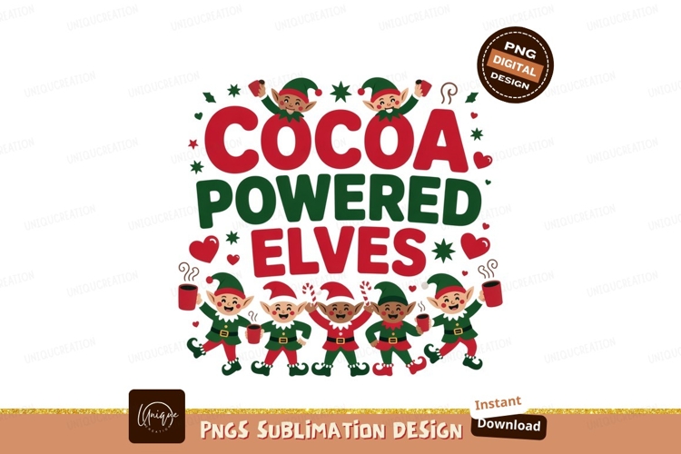 Festive elves drinking cocoa christmas holiday
