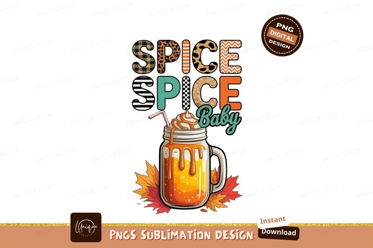 Autumn spice drink with patterned text leaves example image 1