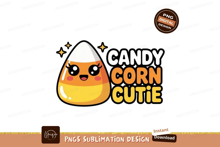 Cute candy corn character with text halloween