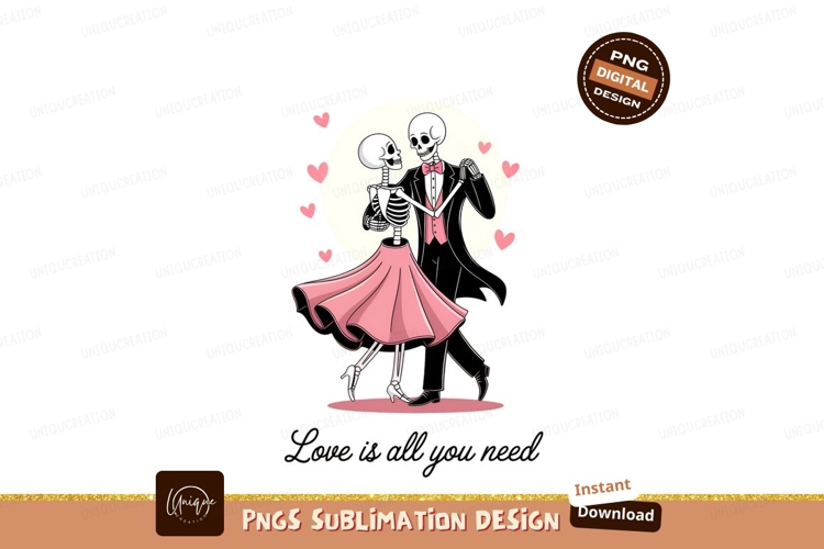 Dancing Skeletons Valentine Romance Sublimation Png