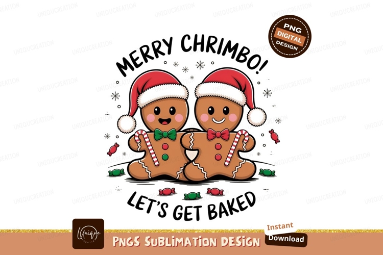 Two Gingerbread Men In Santa Hats