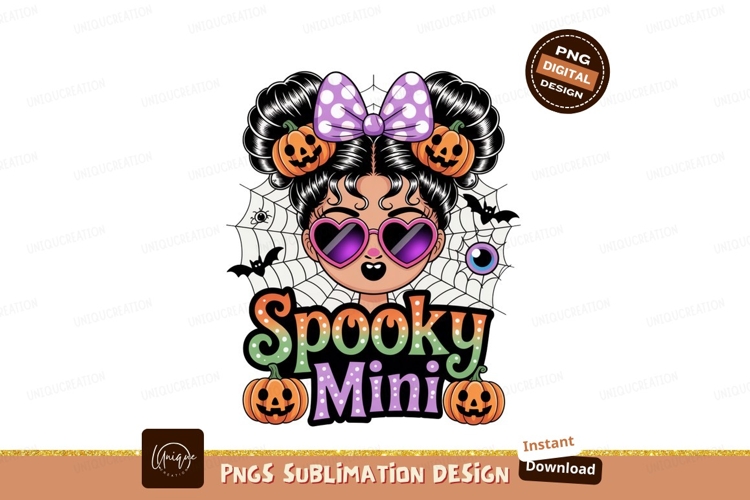 Spooky girl with pumpkins and bats halloween