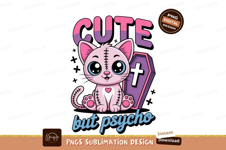 Pink stitched cat coffin purple cross