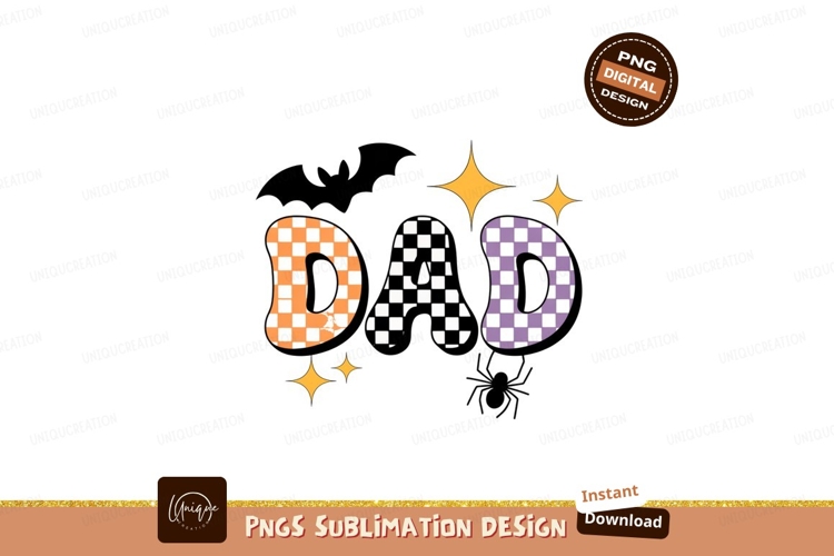 Dad checkered orange black purple stars image