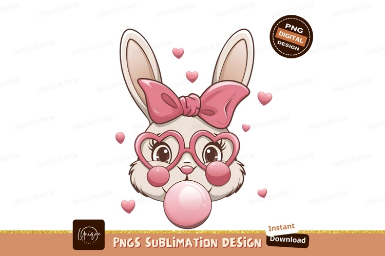 Cartoon Bunny With Pink Bow Illustration