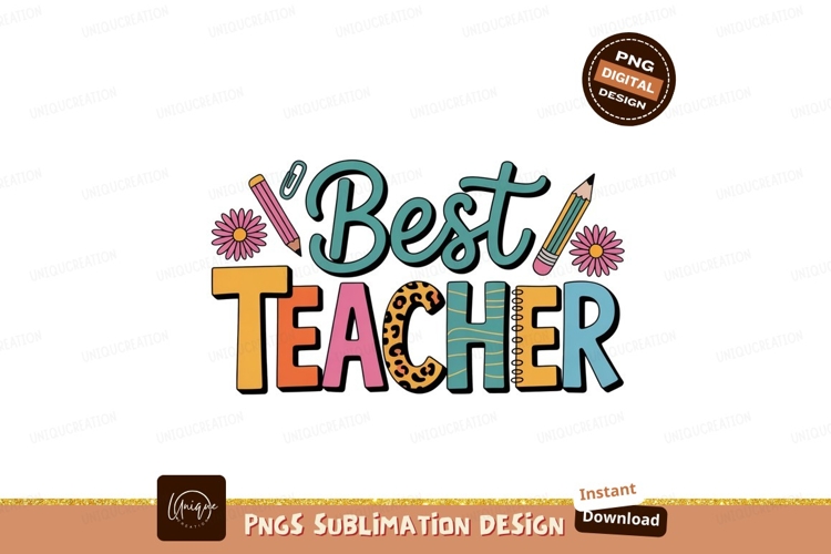 Best Teacher Colorful Typography education