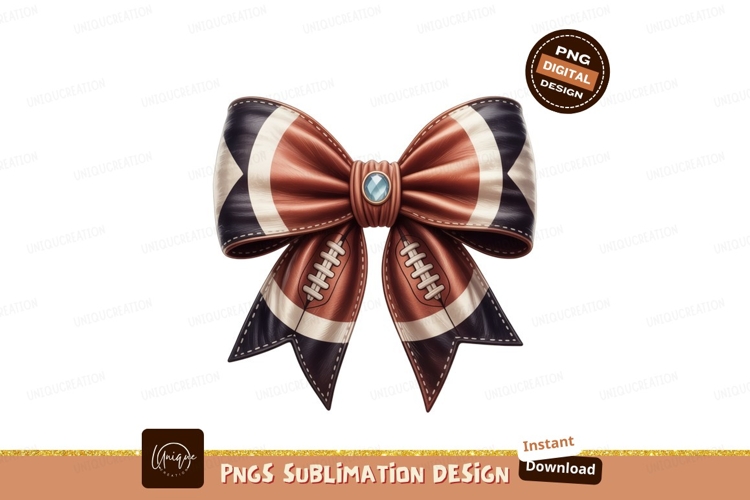 Football ribbon bow with gemstone brown