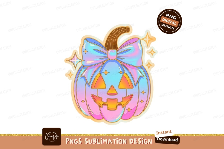 Holographic pumpkin bow stars halloween iridescent