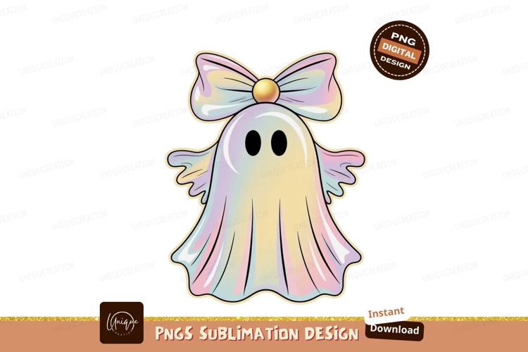 Pastel ghost with bow cute spooky