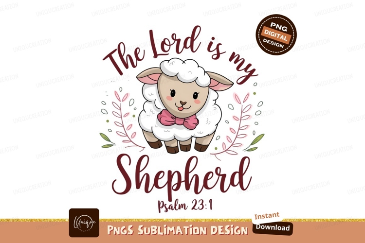 Cute Lamb The Lord Is My Shepherd example image 1