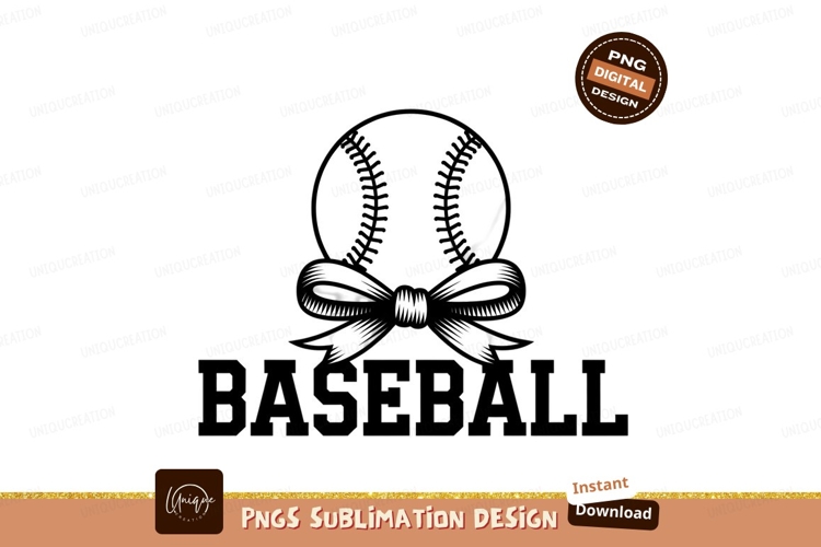 Baseball With Bow Sublimation Png Graphic