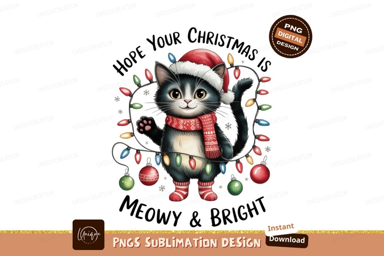 Festive feline wearing santa hat and scarf christmas