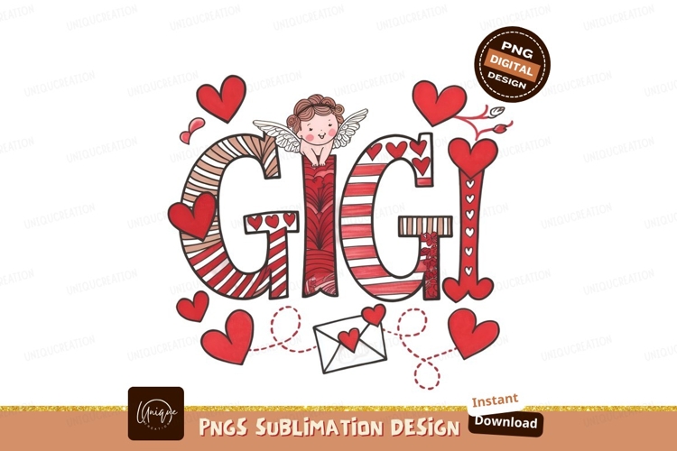 Valentines Day Gigi Name Design Art
