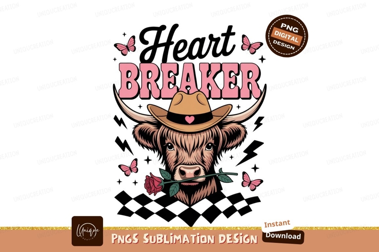 Highland cow heartbreaker rose cowboy hat image