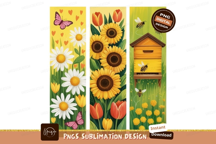 Butterflies daisies sunflowers tulips bees beehive