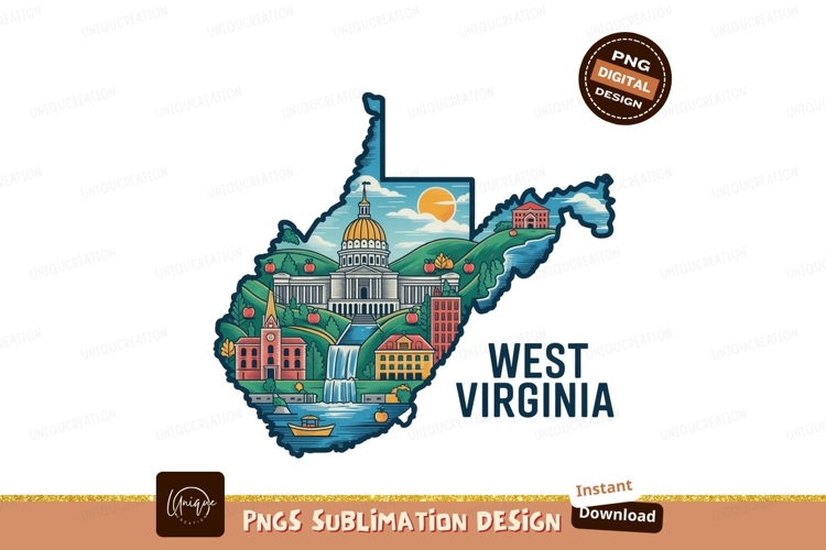 West Virginia landscape illustration state