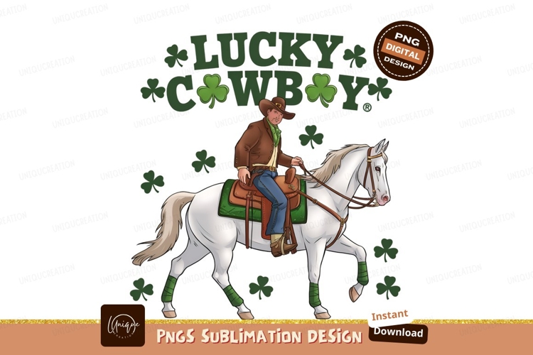 Lucky Cowboy Horse St Patricks Day Sublimation