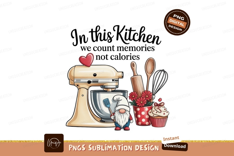 Kitchen gnome baking mixer cupcake flowers image