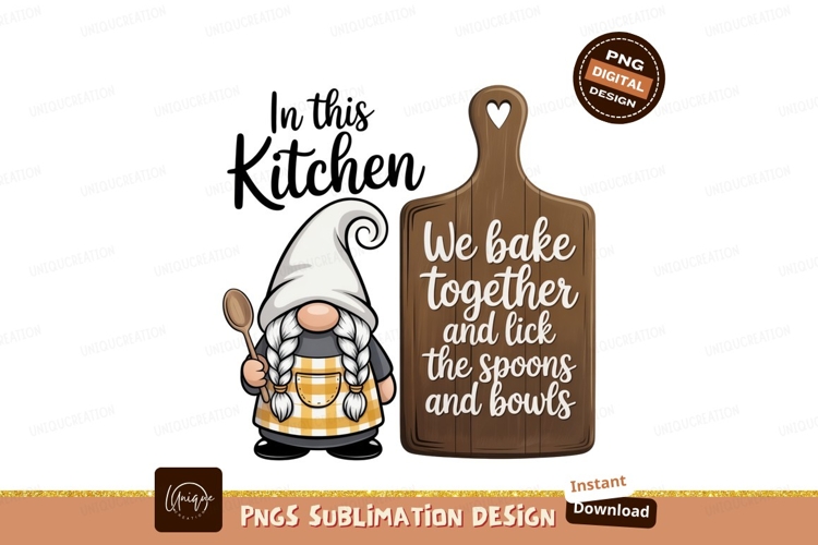Gnome baking kitchen cutting board cooking spoon