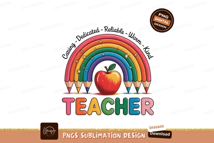 Rainbow pencils apple teacher education