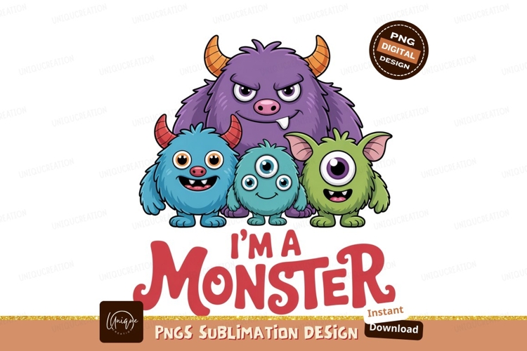 Furry monsters with text creature cartoon