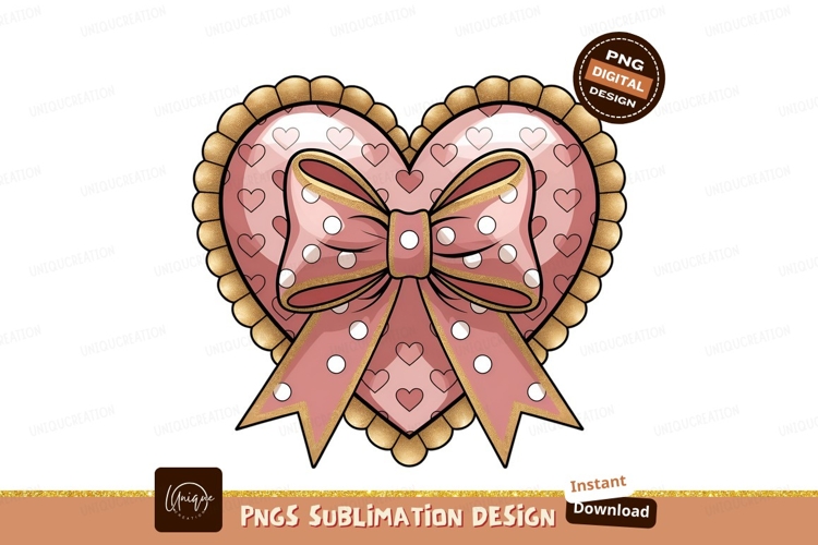 Heart With Bow Sublimation Design Element