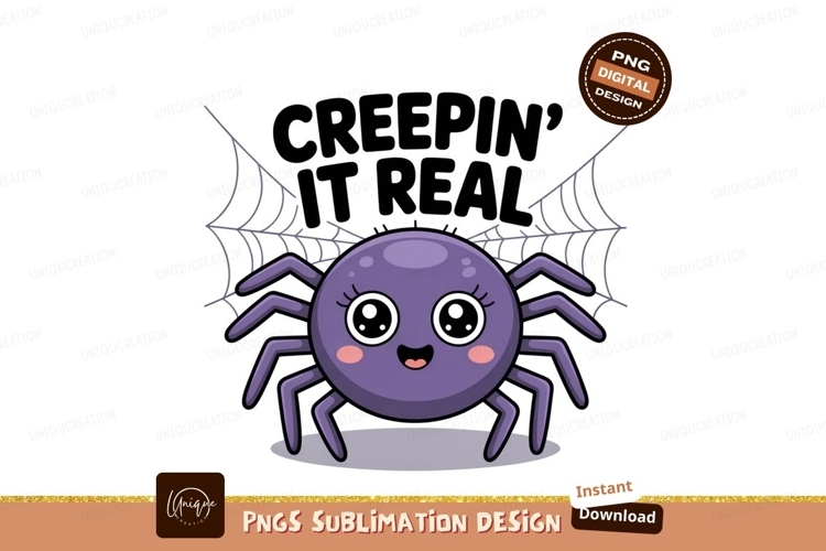 Cute purple spider with webs cartoon