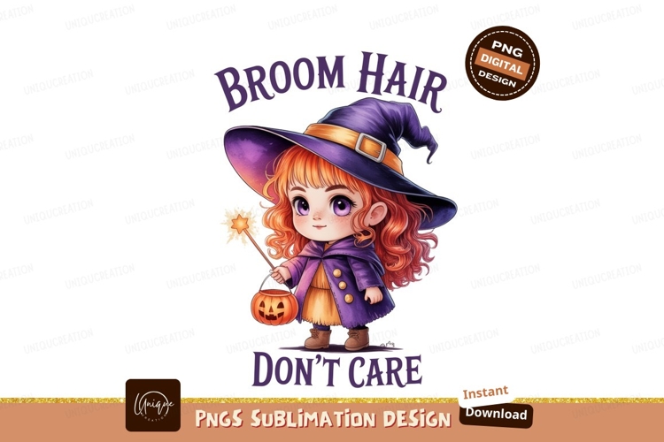 Cute witch girl with pumpkin halloween magic