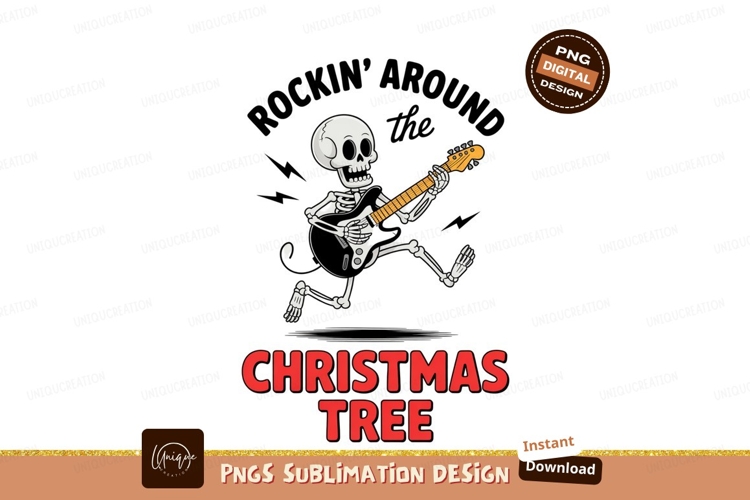 Skeleton playing guitar rockstar music