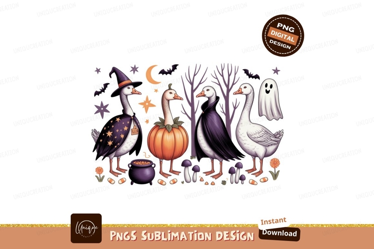 Halloween geese costumes spooky night image