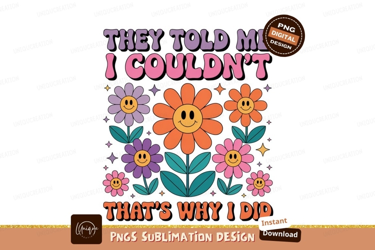 Retro flowers and text orange purple