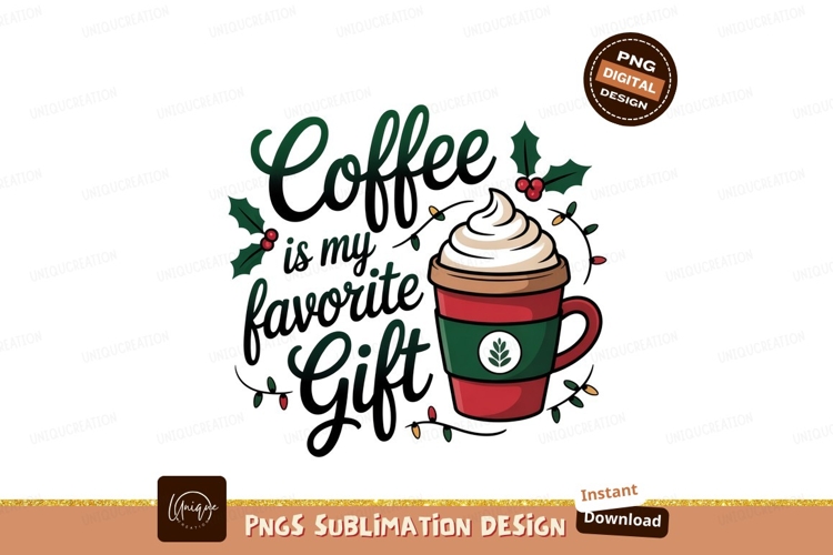 Festive coffee cup with holiday text christmas gift