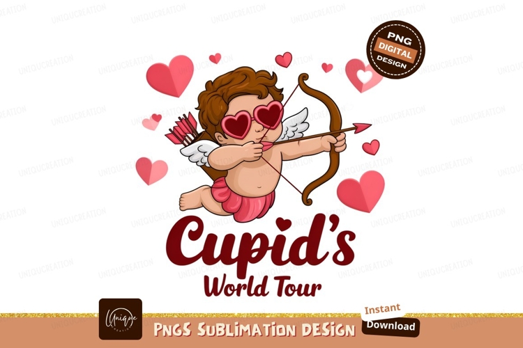 Cartoon Cupid With Bow Valentines Day example image 1