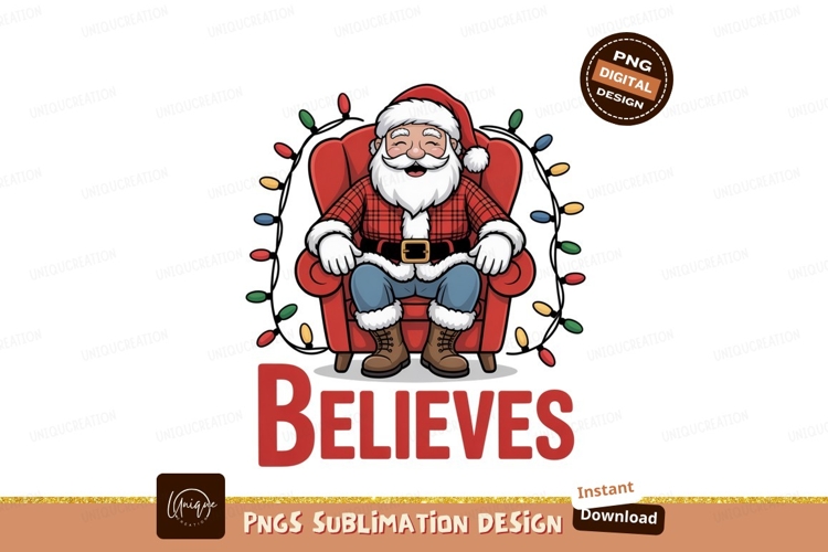 Cheerful Santa Claus sitting in red armchair Christmas