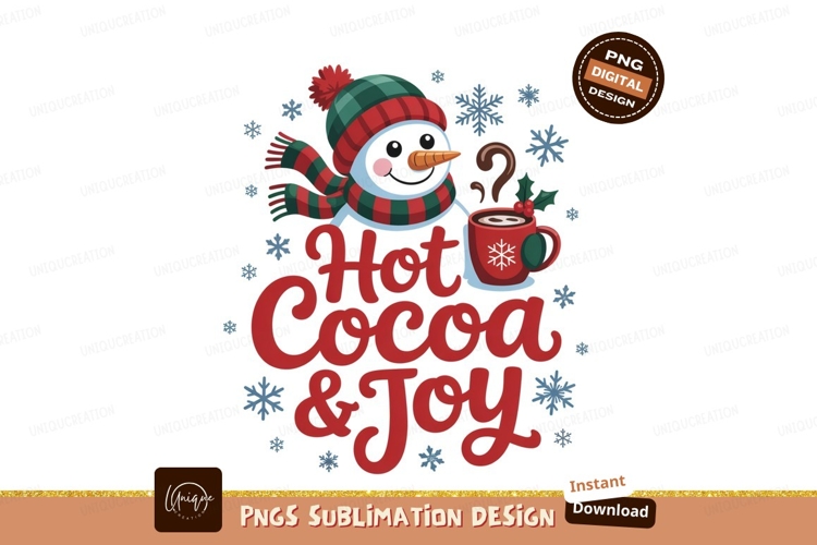 Snowman holding hot cocoa mug image
