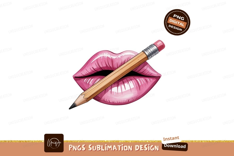 Pink lips pencil drawing