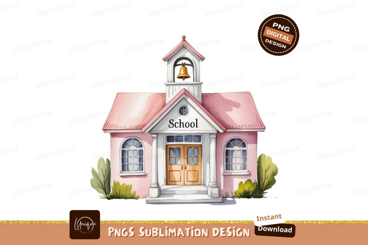 Pink Schoolhouse With Bell building white
