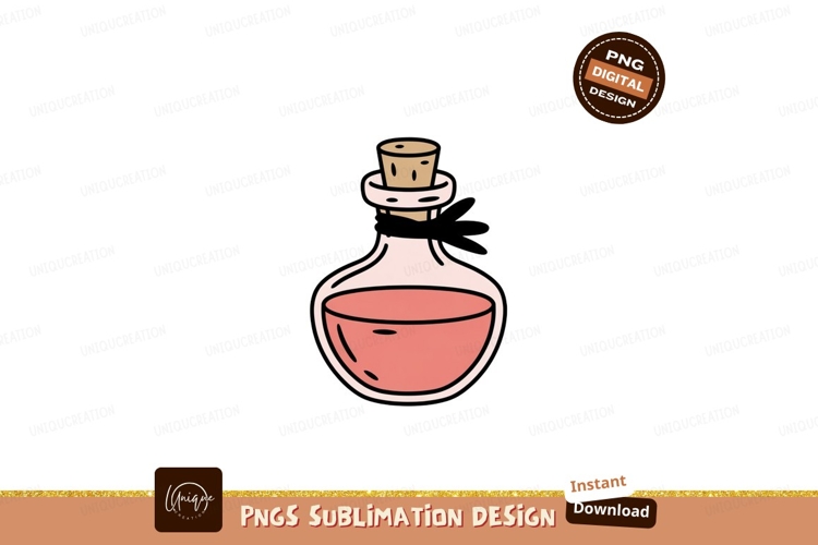 Pink potion bottle corked ribbon liquid
